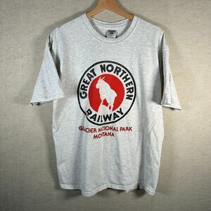 Vintage Great Northern Railway T Shirt Mens XL Glacier National Park Graphic
